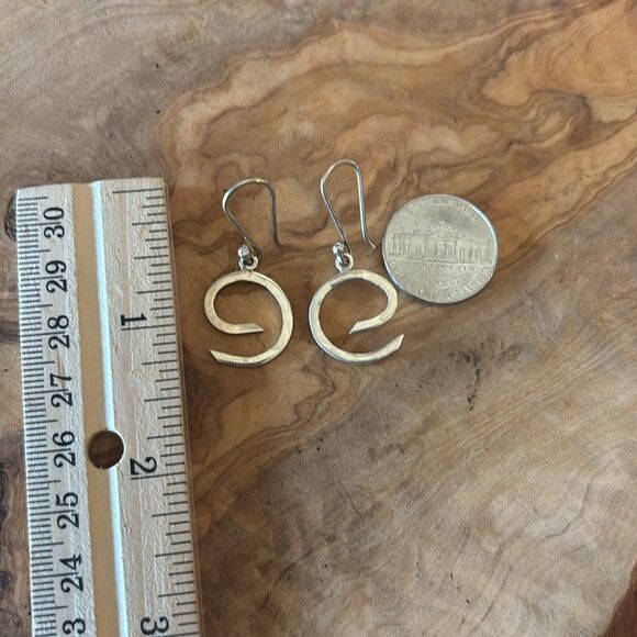 Sterling Silver abstract Swirl Dangle Earrings - Picture 3 of 4